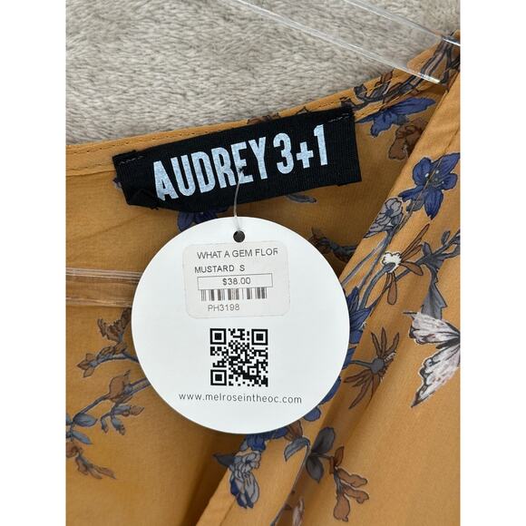 Audrey 3+1 Romper Womens Small Mustard Floral Plunge‎ V-Neck Boho Beach Festival - Picture 2 of 8